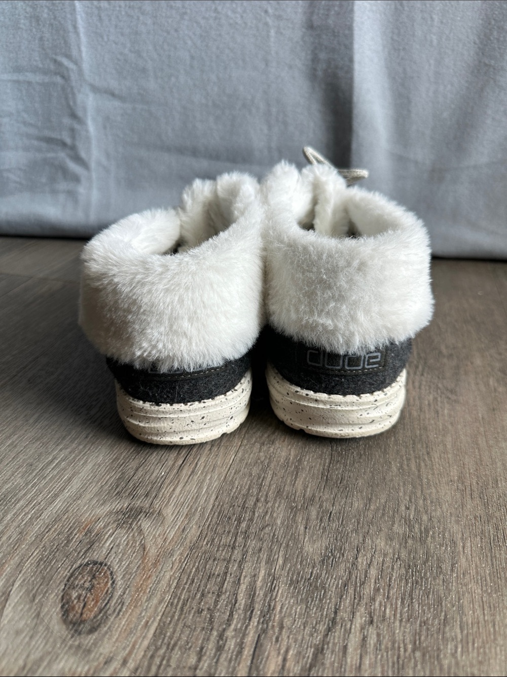 Hey Dude Gray Faux-Fur Cuff Casual Moccasins - Picture 4 of 7
